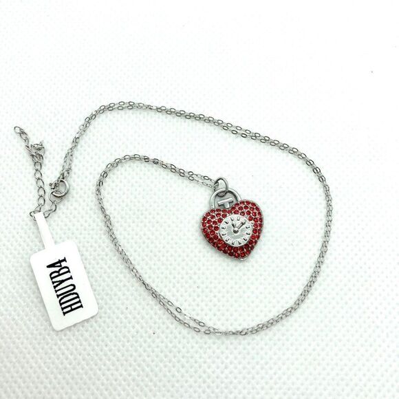925 Wizard of Oz Heart Clockface Necklace - Picture 4 of 9